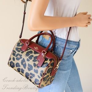 Coach Mini Bennett Satchel With Leopard Print